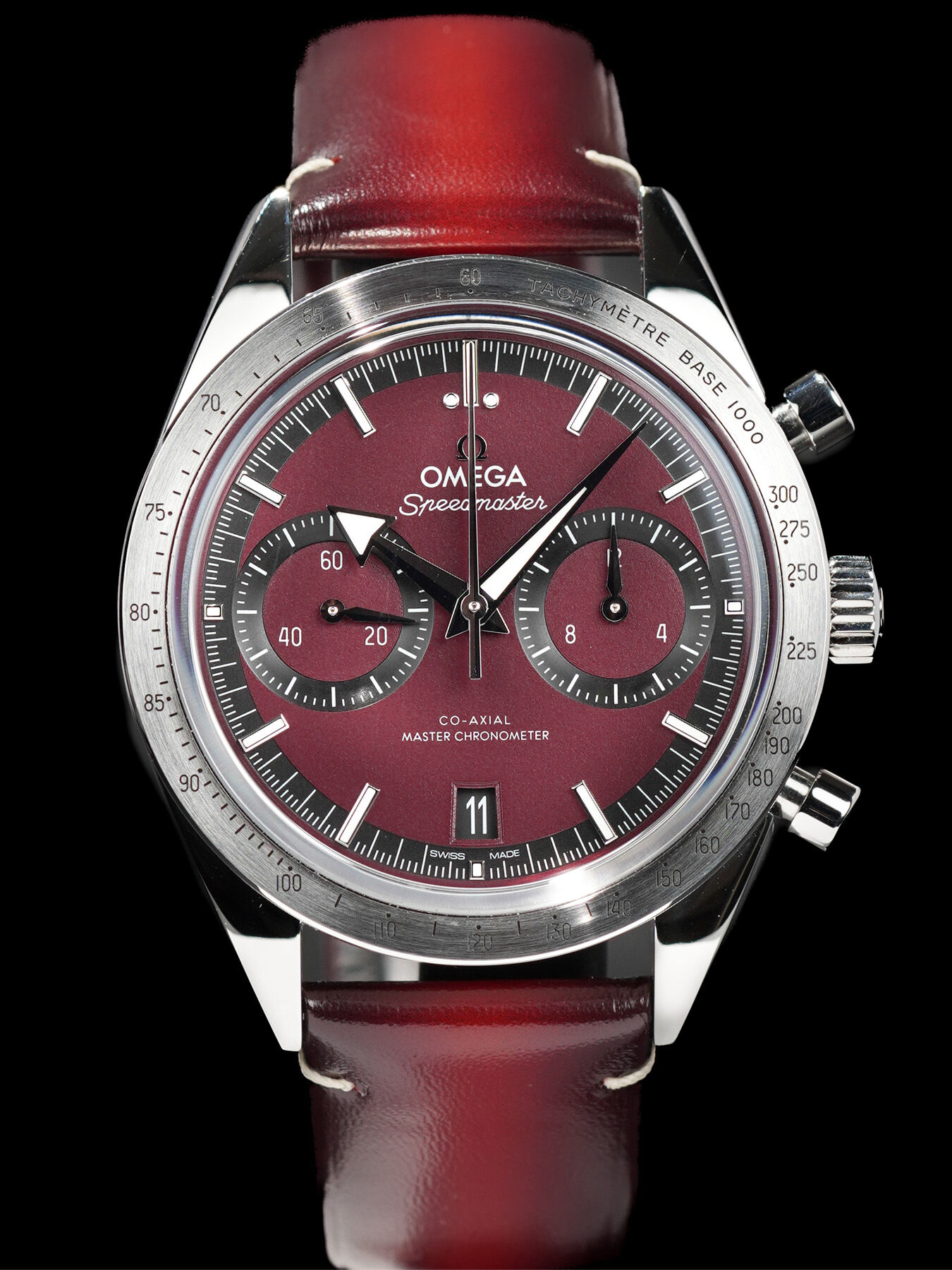 Omega 332.12.41.51.11.001 Speedmaster 57 Coaxial Chronometer Chronograph Red Dial on Strap