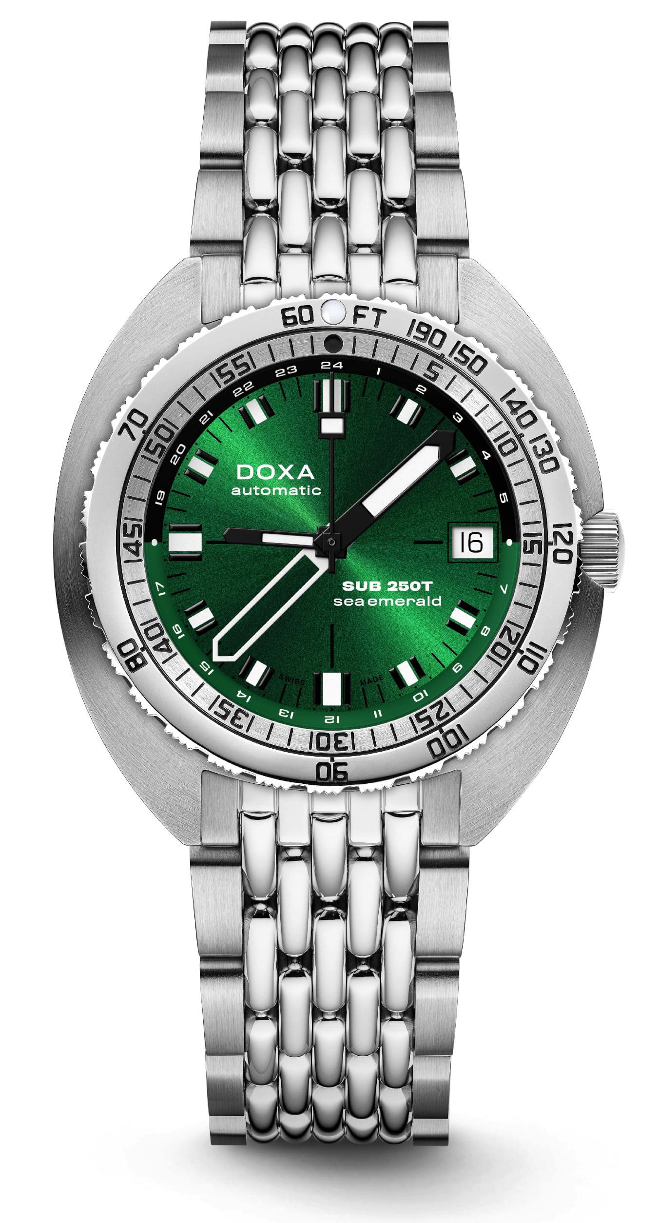 DOXA 855.10.131.10 SUB 250T GMT Sea Emerald On Stainless Steel Bracelet