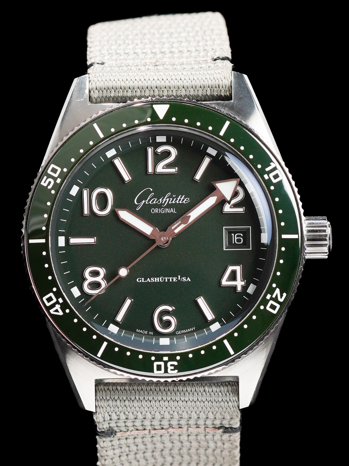 Glashütte Original 1-39-11-13-83-34 SeaQ Reed Green Dial On Nylon Strap