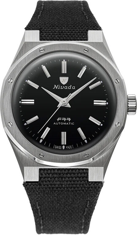 Nivada Grenchen 68035A77-BC Mark II Steel on Canvas Strap