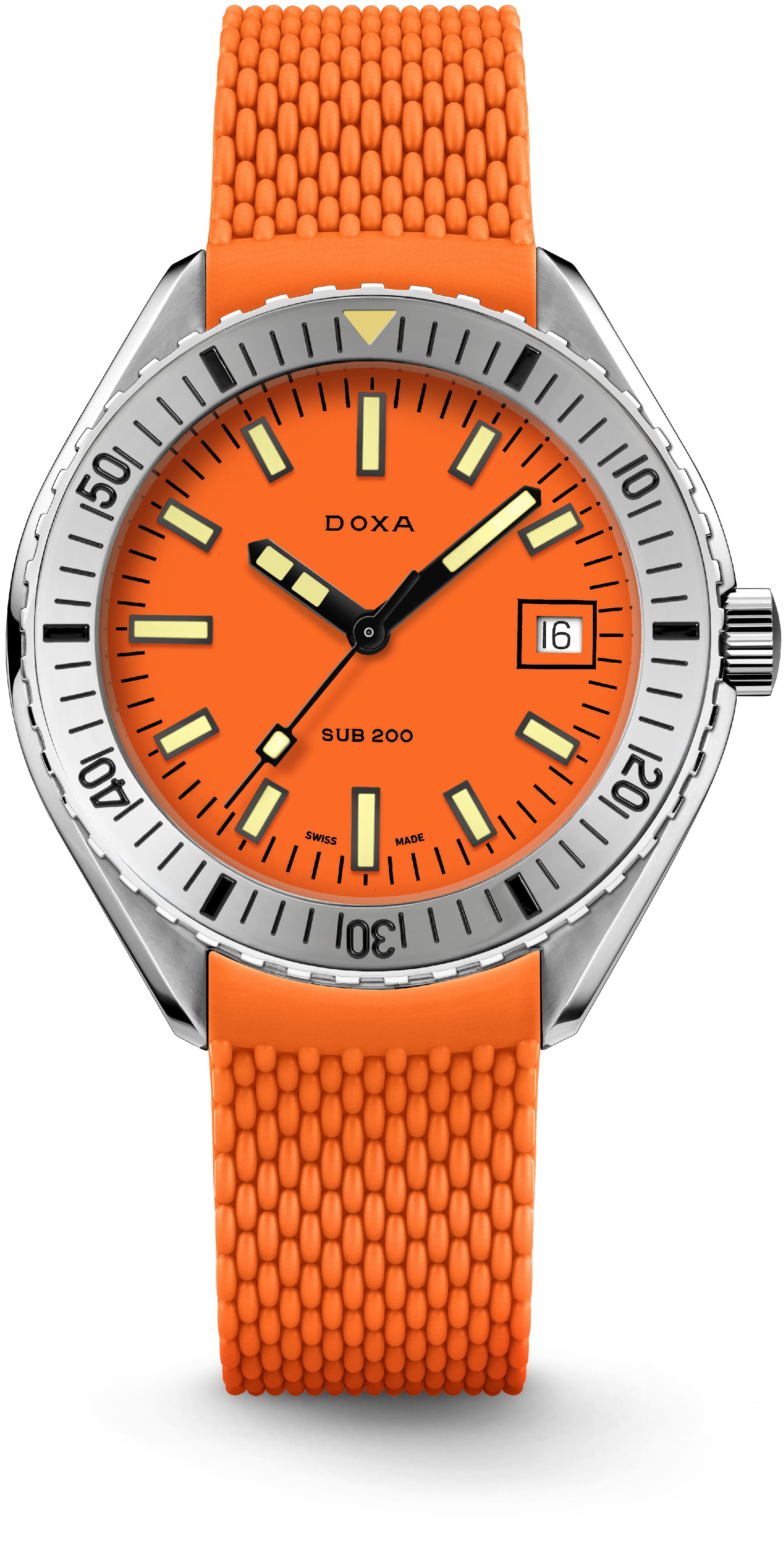DOXA SUB 200 Professional 796.10.351.21 on Orange Rubber Strap