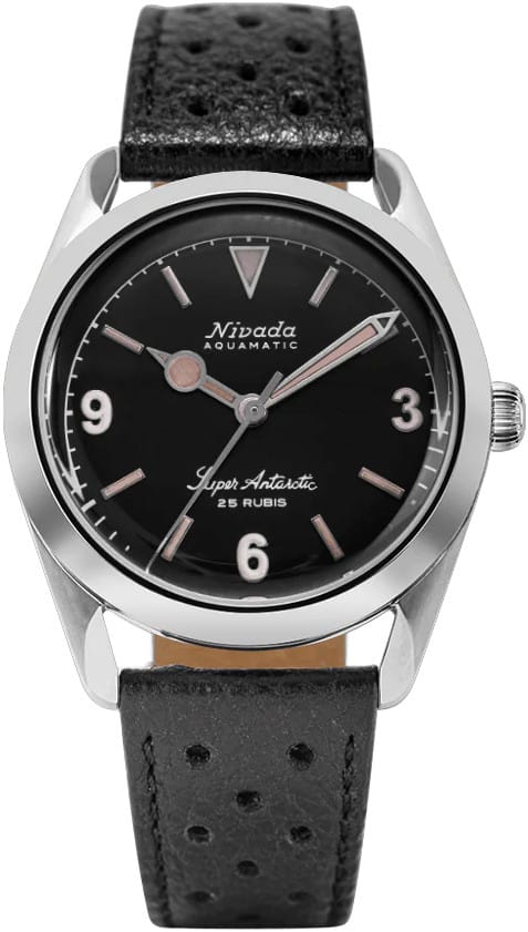 Nivada Grenchen 32032A10 Super Antarctic 3.6.9 Black Racing Leather Small Holes