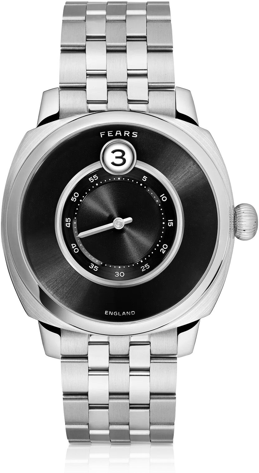 Fears BS240.500A.113.002 Brunswick 40.5 Jump Hour Raven Black on Stainless Steel Bracelet