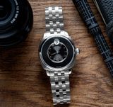 Fears BS240.500A.113.002 Brunswick 40.5 Jump Hour Raven Black on Stainless Steel Bracelet image 2 thumbnail