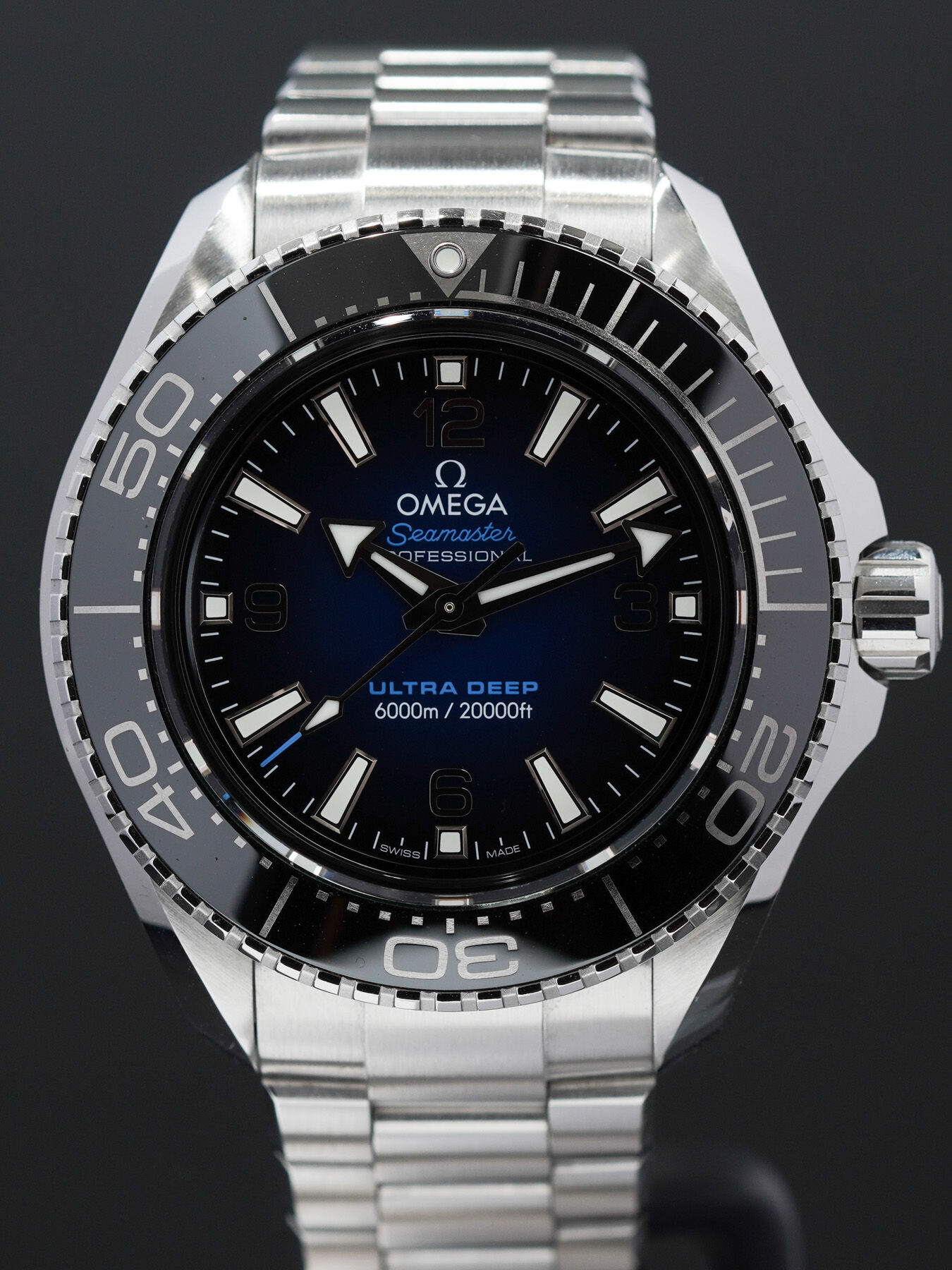 Omega 215.30.46.21.03.001 Seamaster Planet Ocean 6000M Ultra Deep Blue Dial 45.5mm on Bracelet