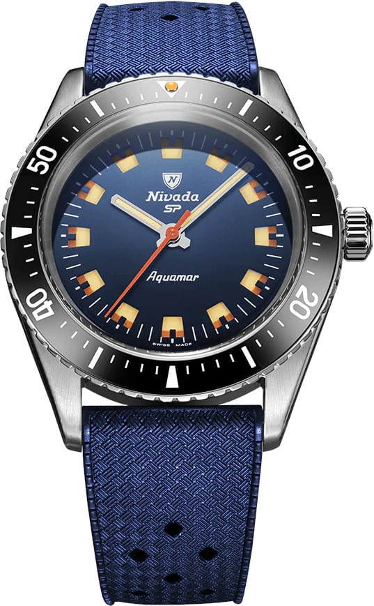 Nivada Grenchen 32074A24 Aquamar Blue On Rubber Strap