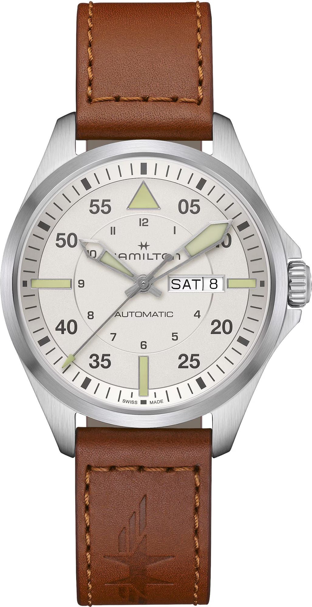 Hamilton H64635550 Khaki Aviation Pilot Day Date Auto 42mm