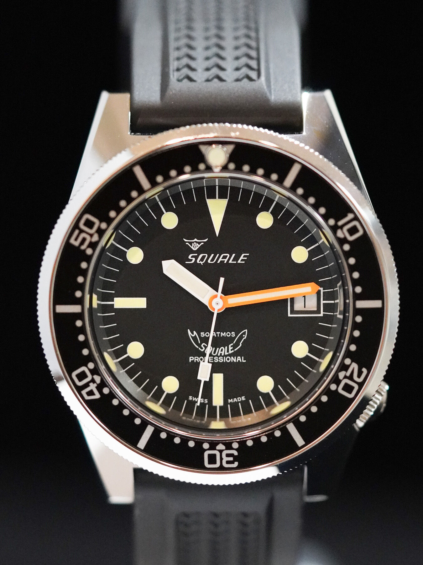Squale 1521CL.VO Classic Steel Black On Strap