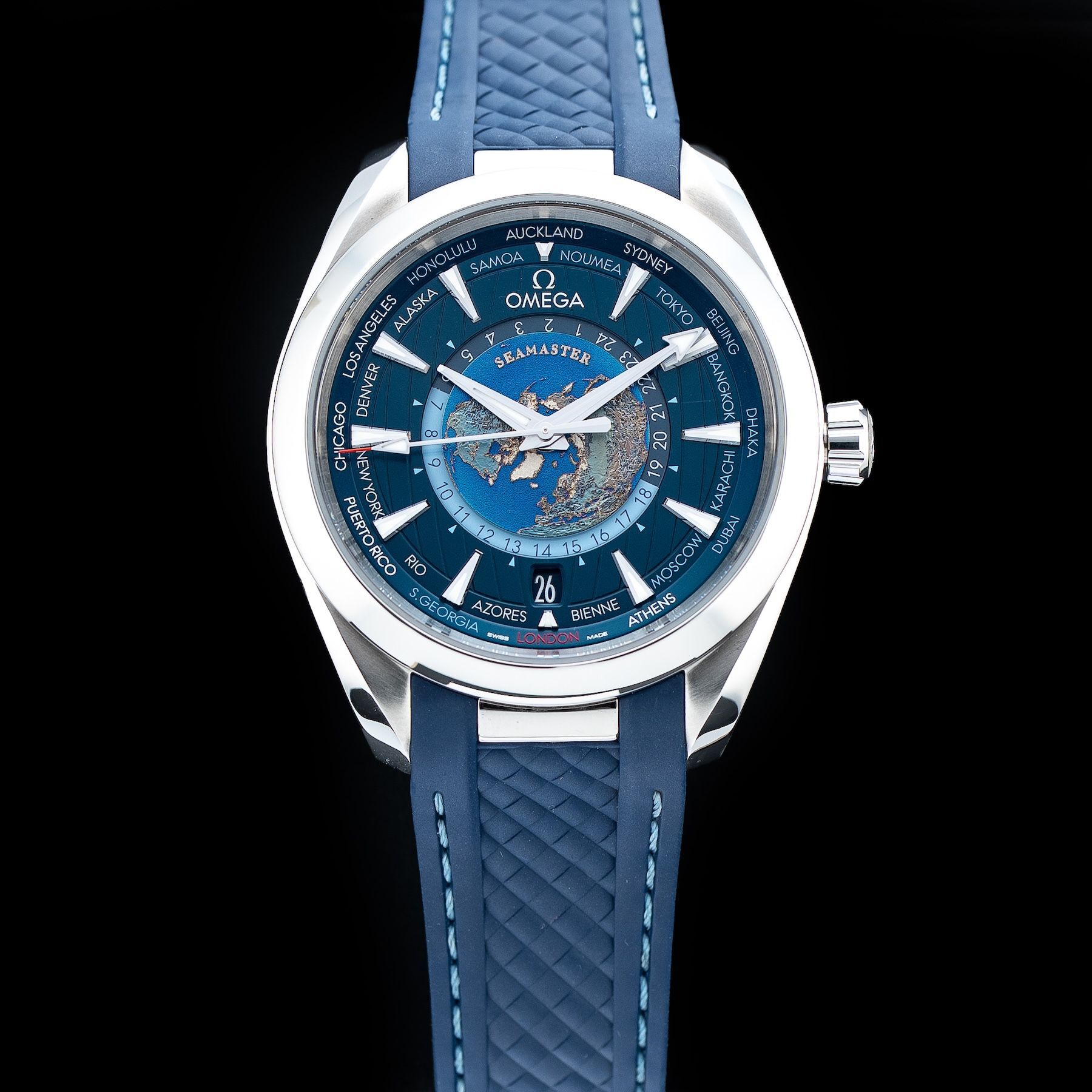Omega 220.12.43.22.03.001 Seamaster Aqua Terra 150m GMT World Timer 43mm