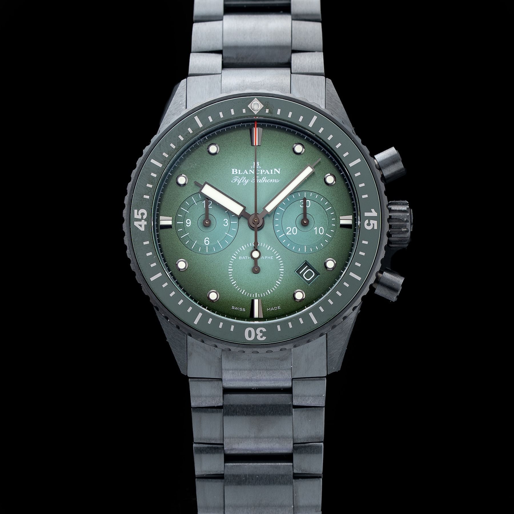 Blancpain 5200 0153 01S Fifty Fathoms Bathyscaphe Chronograph Flyback Green Dial