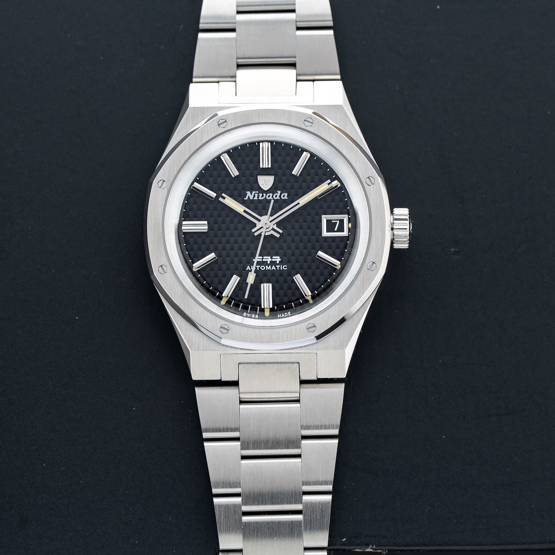 Nivada Grenchen F77 Black Dial Date