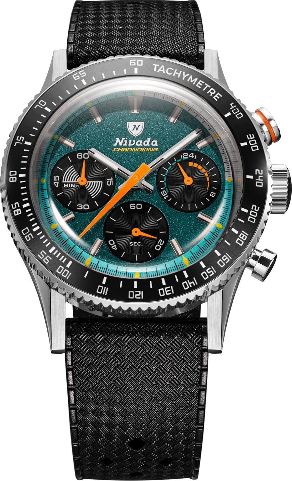 Nivada Grenchen 87051Q01 Chronoking Mecaquartz Racing Green on Rubber Tropic Strap