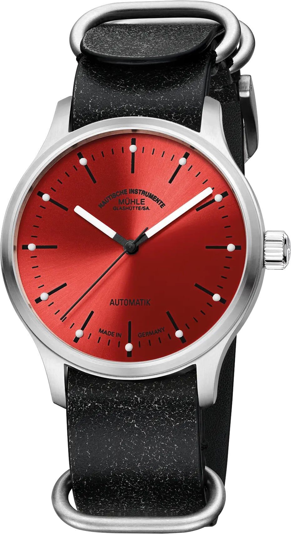 Mühle Glashütte M1-40-78-NB-L Panova Red On Black Leather Nato Strap