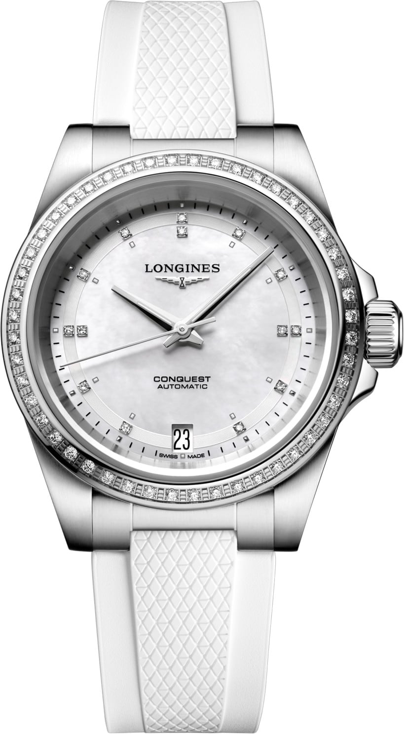 Longines Conquest L3.430.0.87.9 White Mother-of pearl Dial on Strap