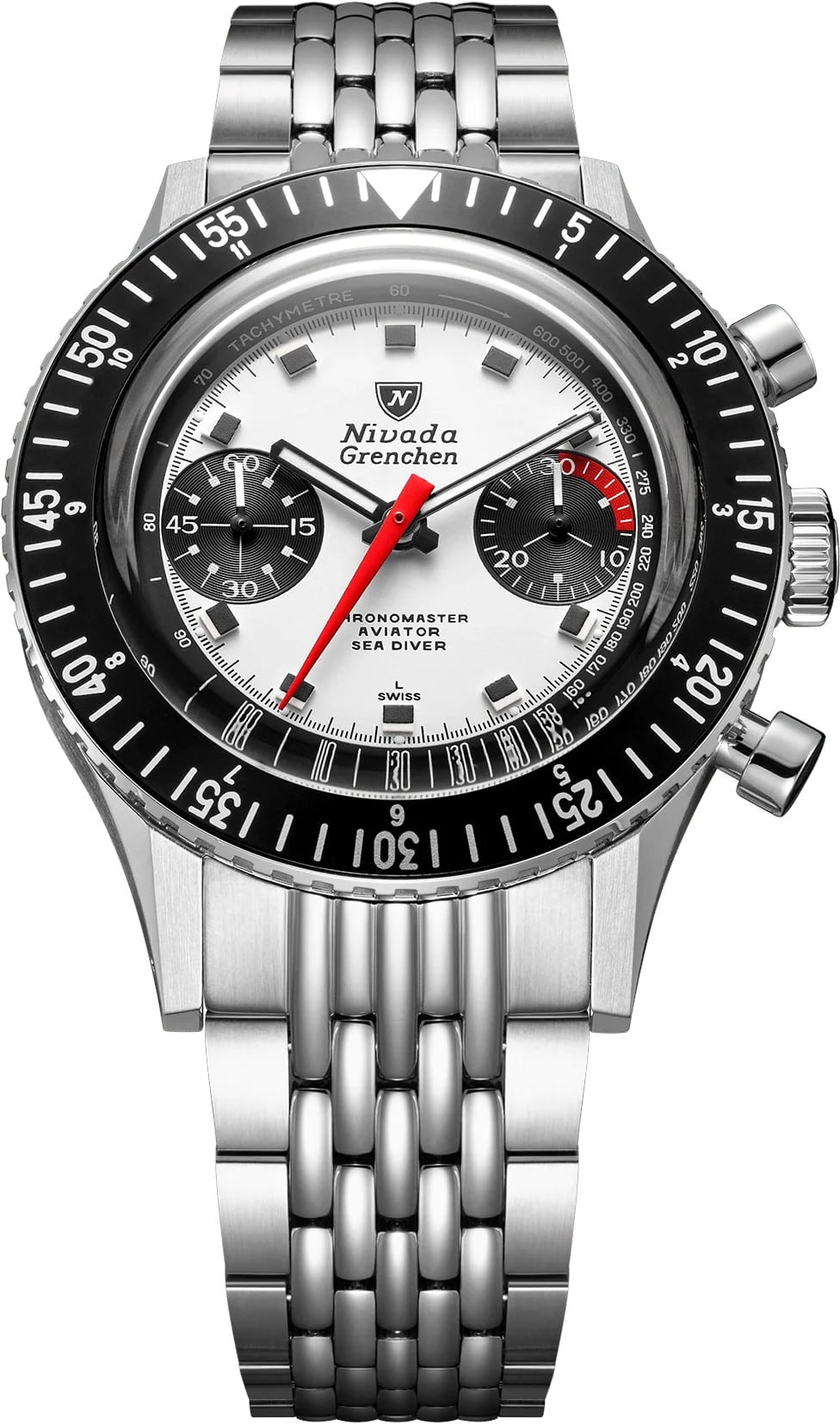 Nivada Grenchen 85241M04 Chronomaster Panda 41mm on Beads of Rice Bracelet