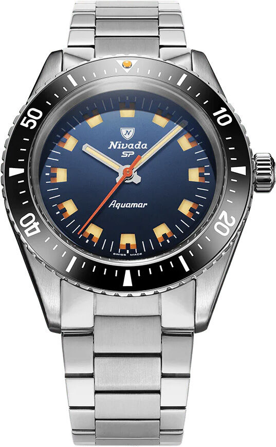 Nivada Grenchen 32074A20 Aquamar Blue on Bracelet Flat Link