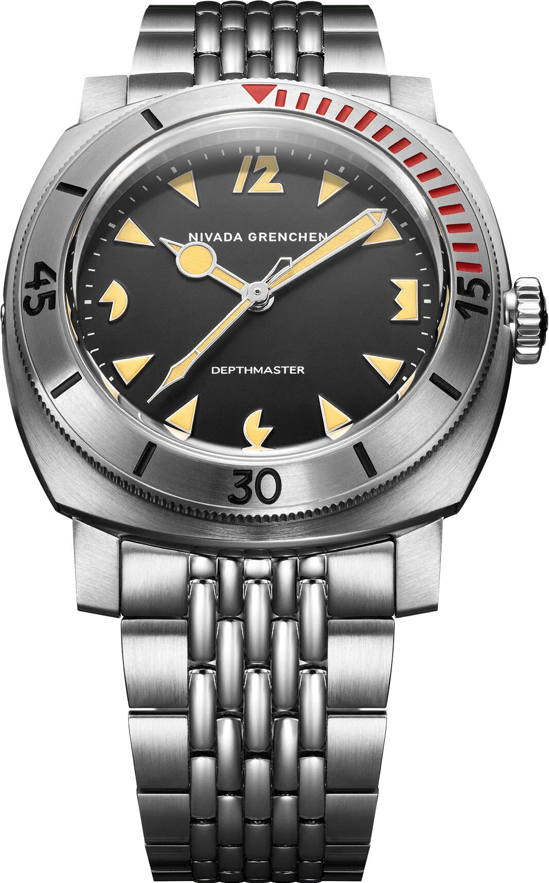 Nivada Grenchen 14200A04 Pacman Depthmaster 42mm on Beads of Rice Bracelet