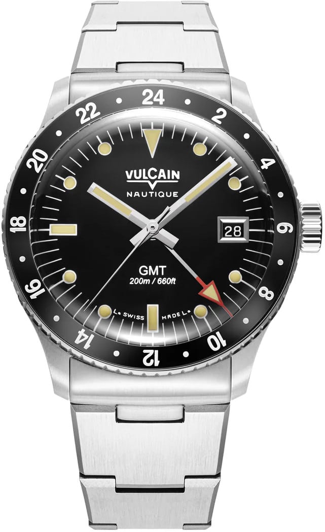 Vulcain 680174A07.BHM286 Skindiver GMT Black Luminova Beige