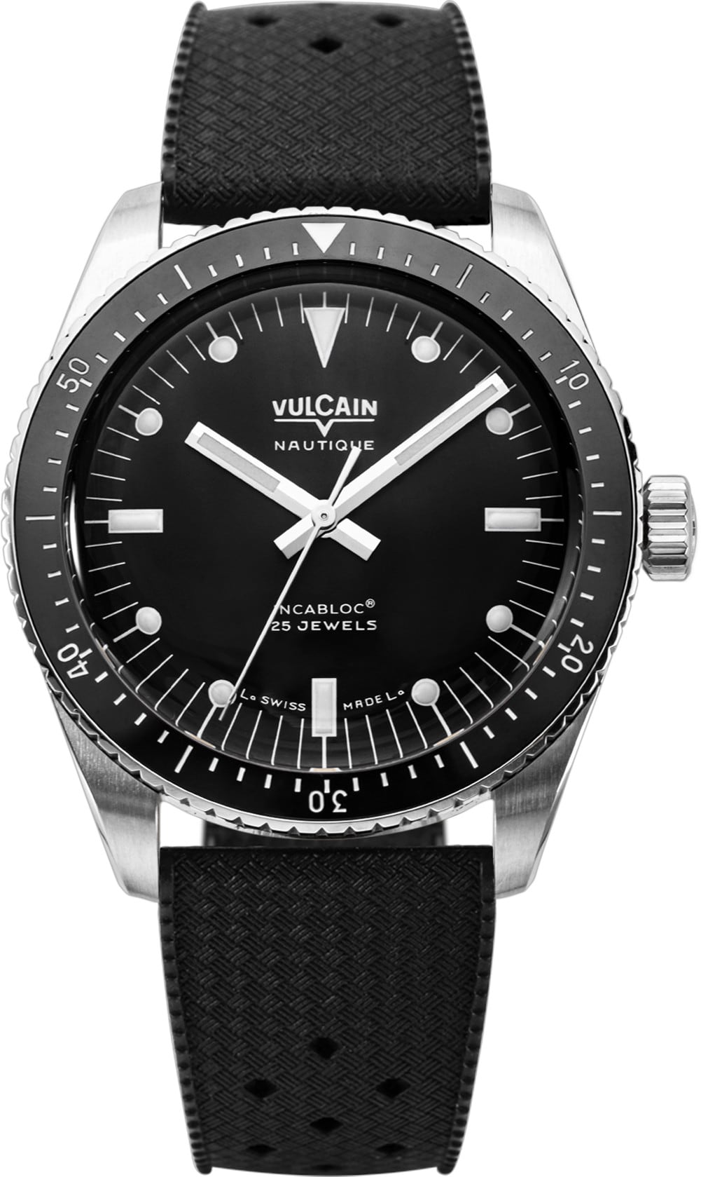 Vulcain 660170B07.BAR200 Skindiver Nautique Black with White Lum