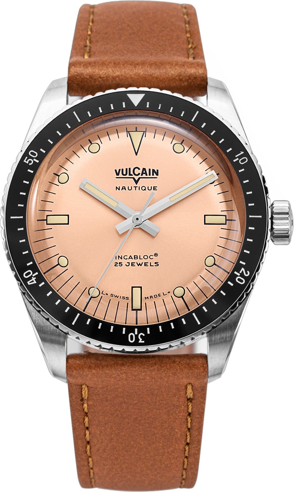 Vulcain 660170B87.BAC207 Skindiver Nautique Salmon Beige Luminova