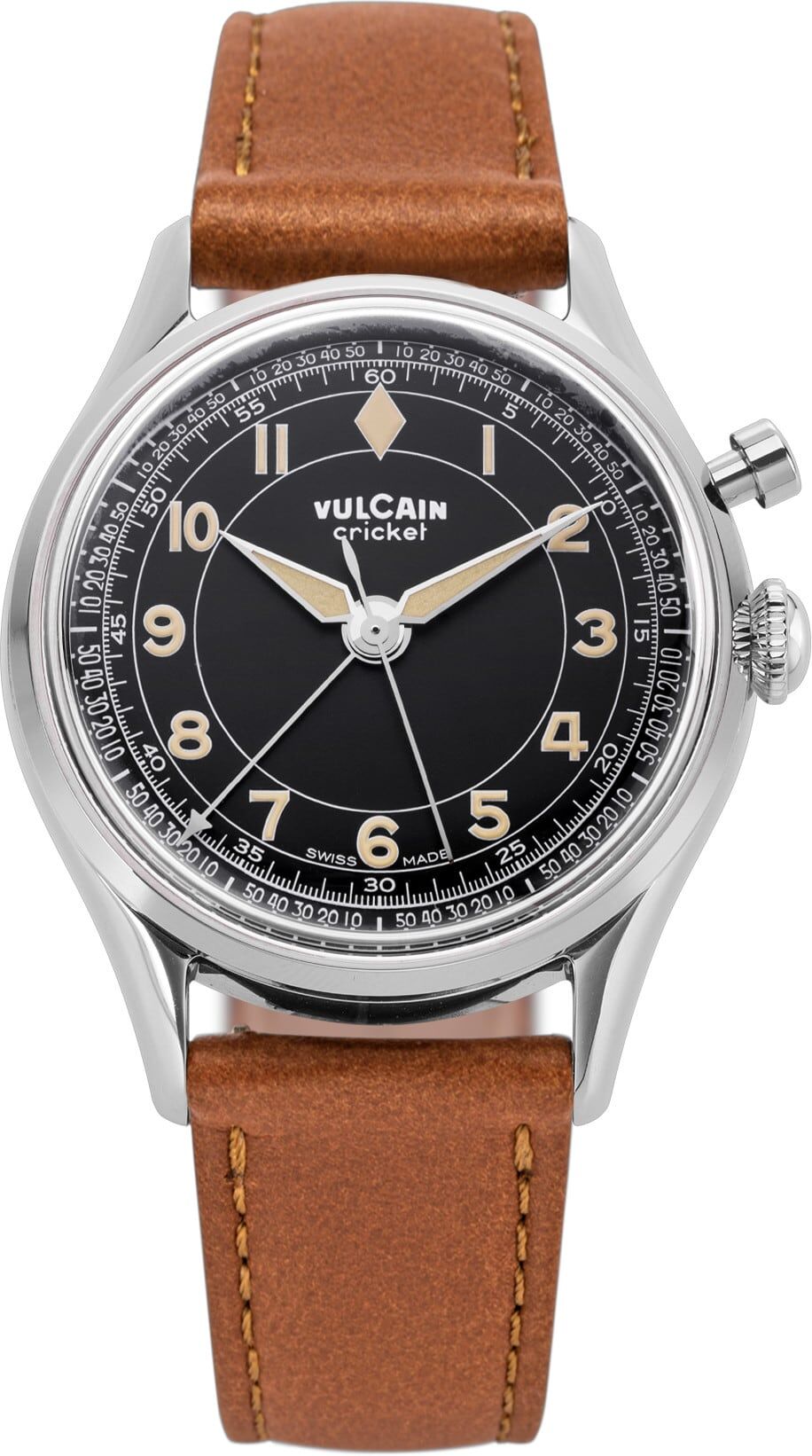 Vulcain 100269B97.BAC307 Cricket Classique 36mm Black & Khaki Numbers