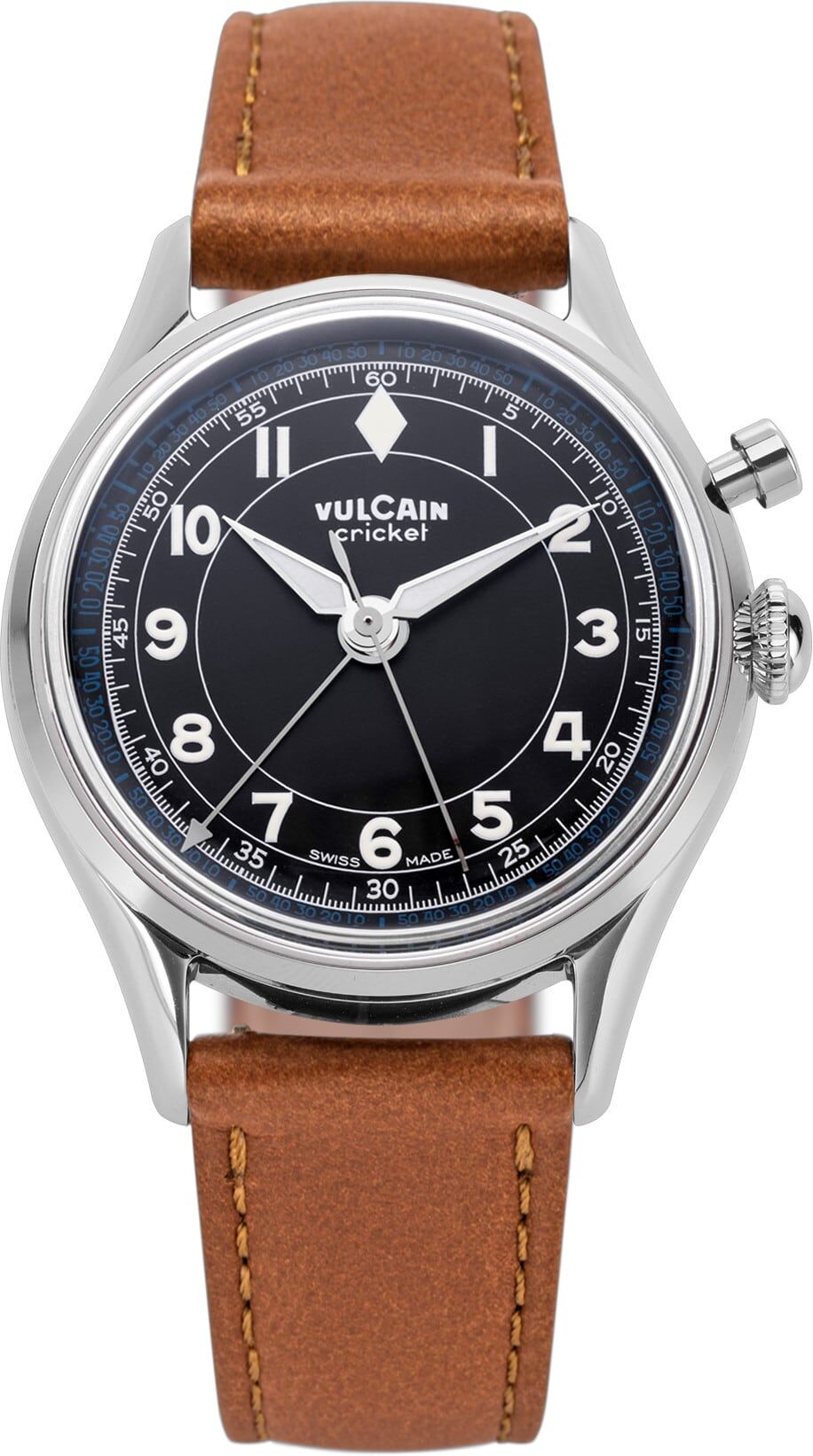 Vulcain 100268B07.BAC207 Cricket Classique 39mm Black & White/Blue