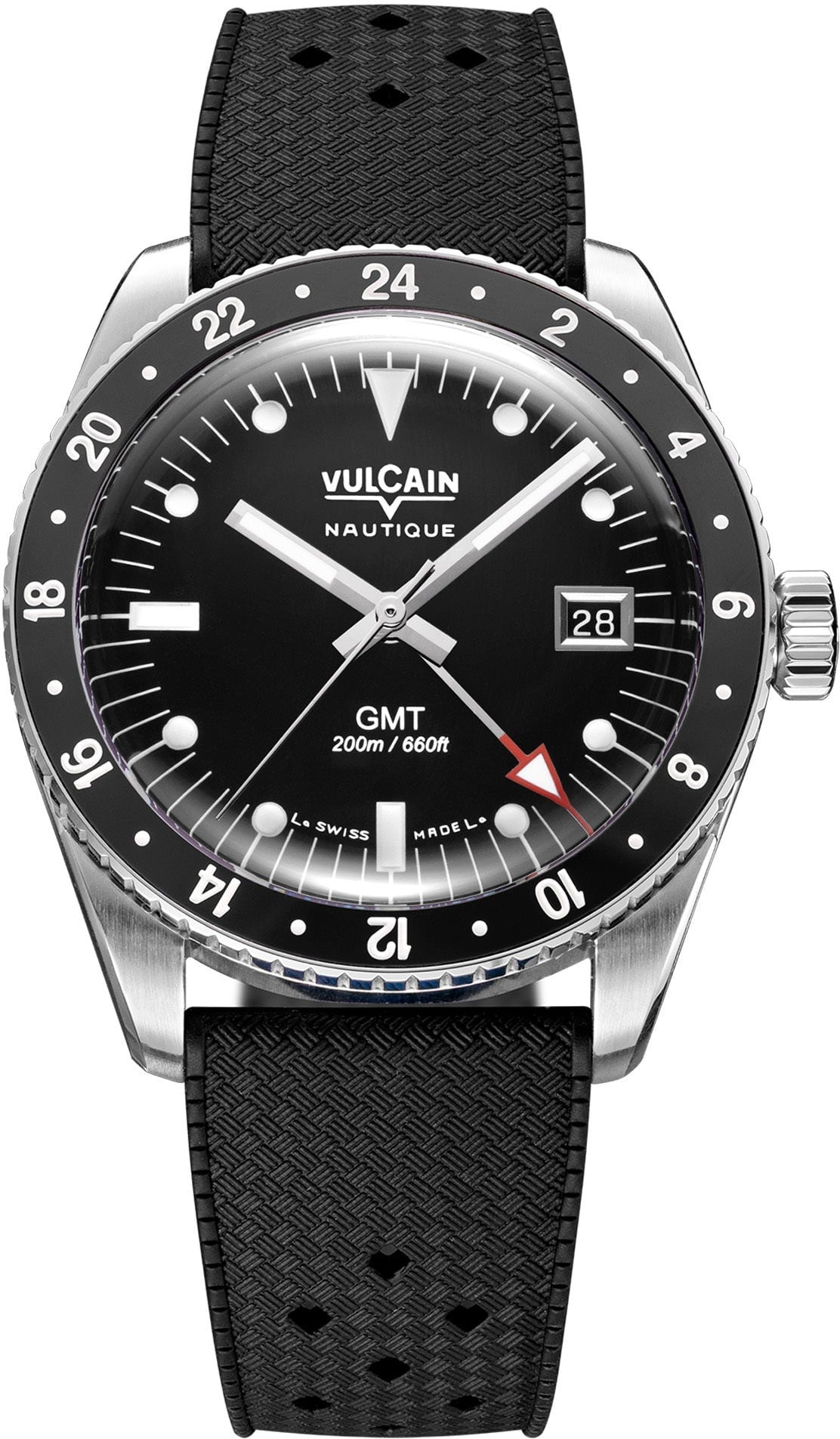 Vulcain 680174B07.BAR200 Skindiver GMT Black Luminova White