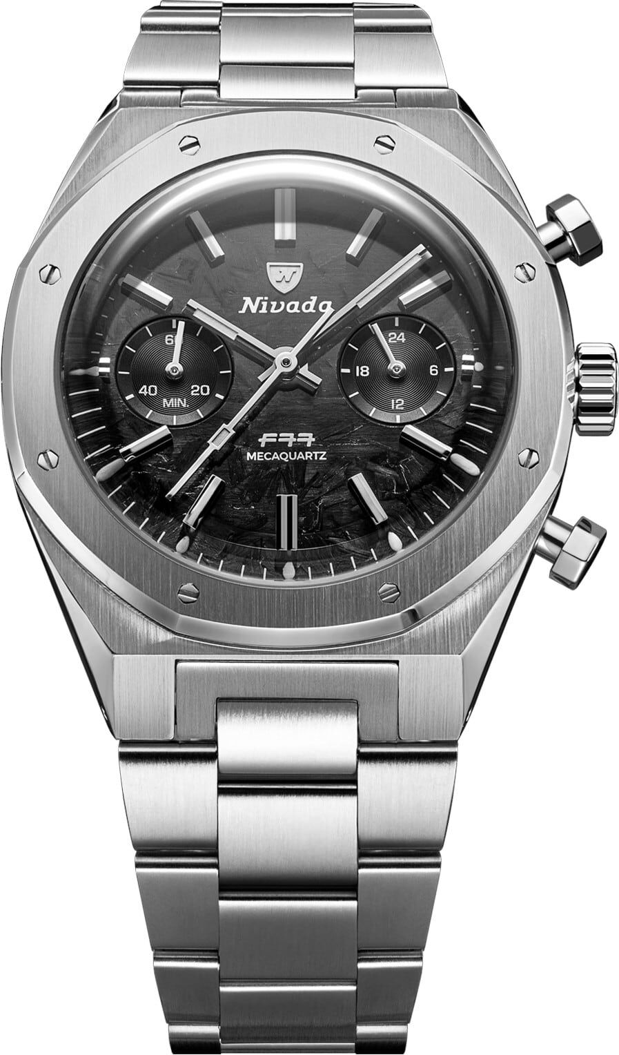 Nivada Grenchen 68002Q77 F77 Chrono Mecaquartz Carbon 38mm