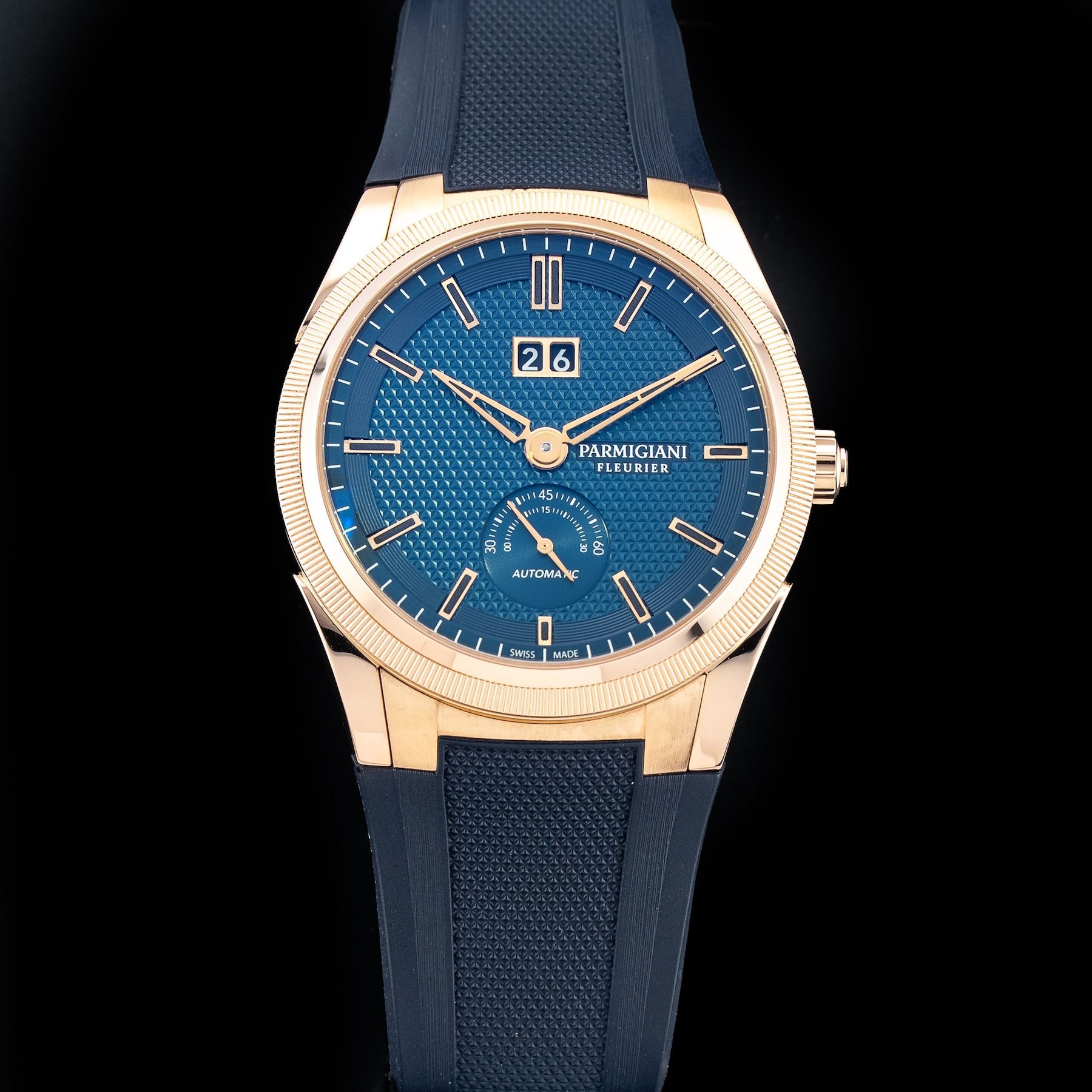 Parmigiani Fleurier PFC910-1500340-X03182 Tonda GT Small Seconds Blue Guilloche Dial 18k Rose Gold
