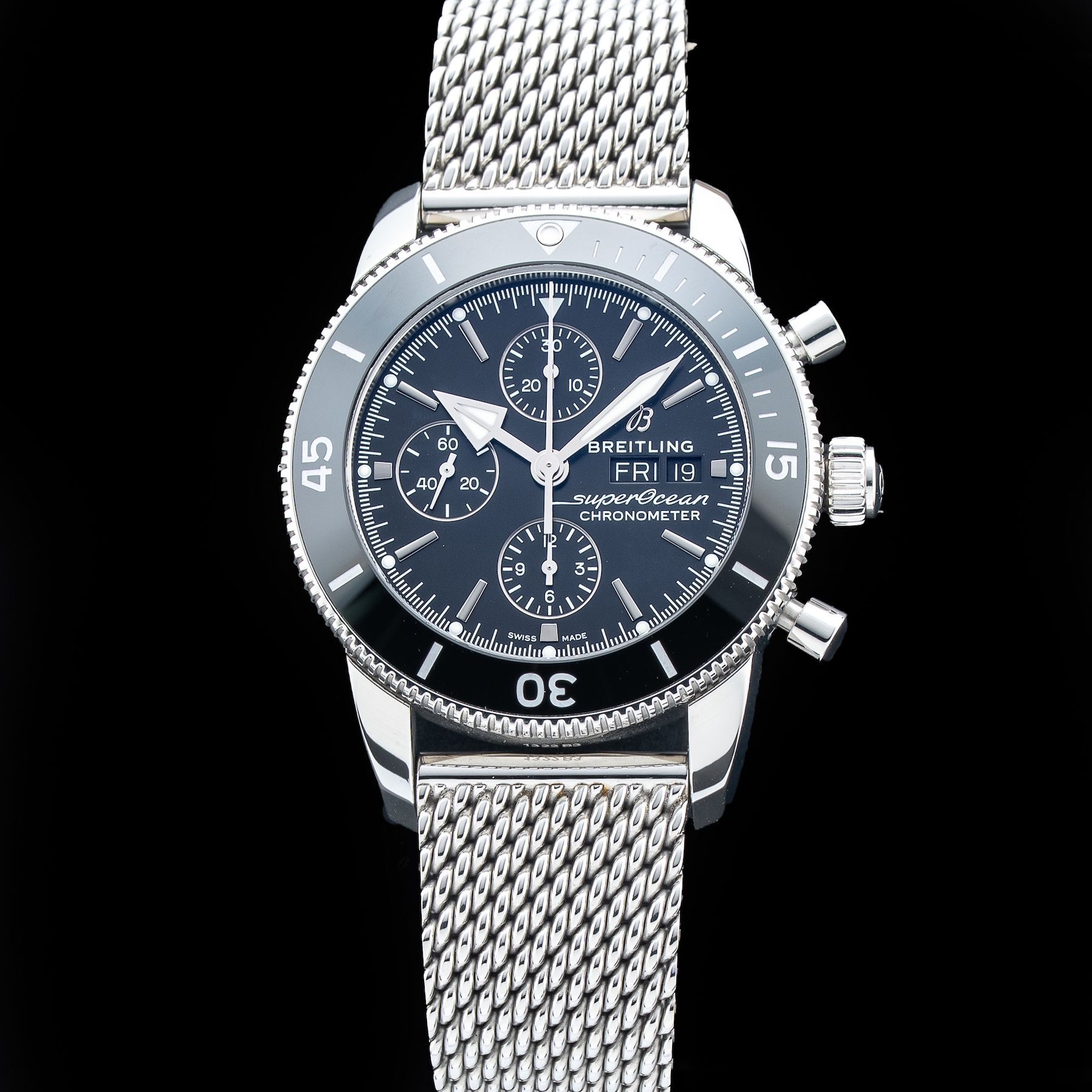 Breitling Superocean Heritage Chronograph 44 Black Dial Stainless Steel Watch A13313