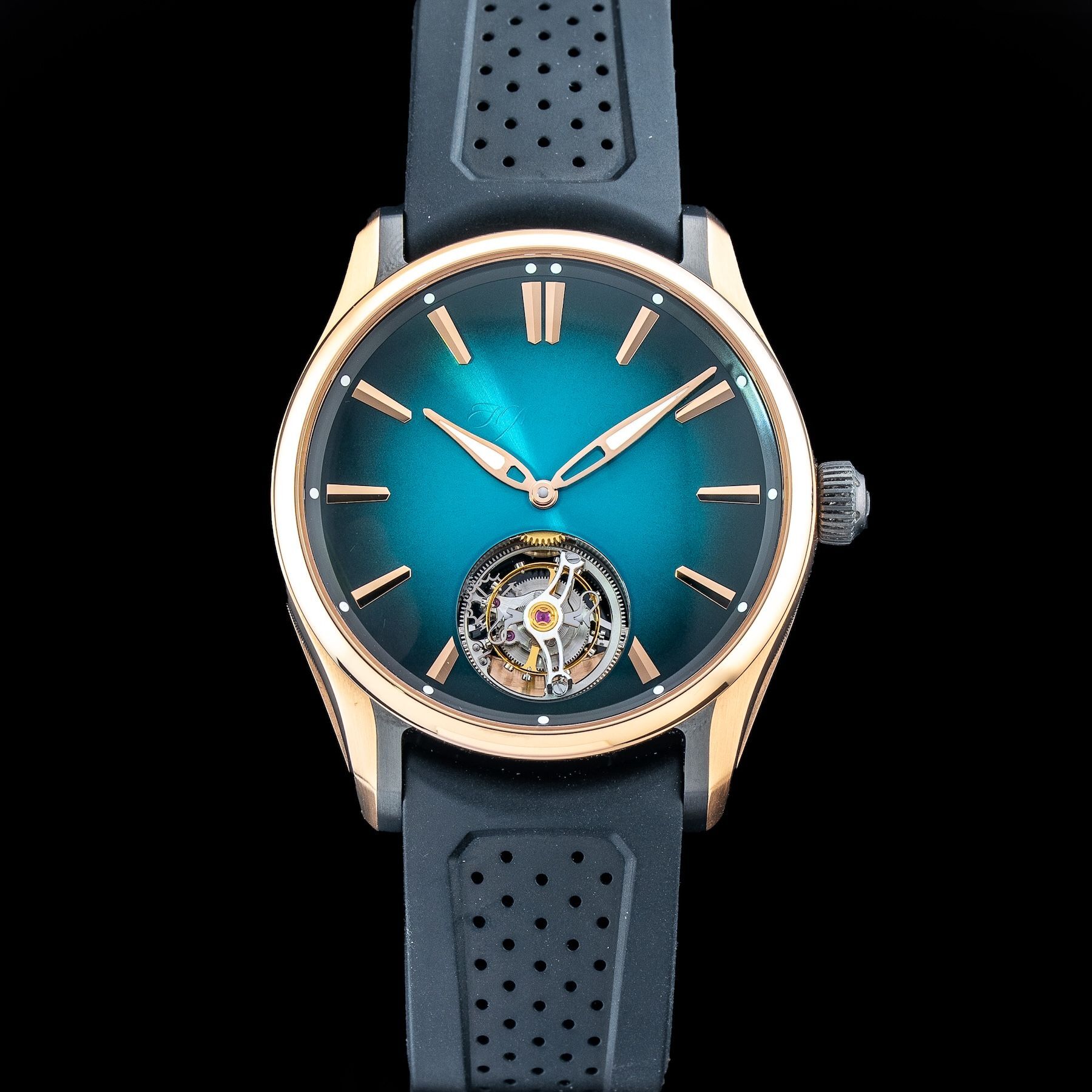 H. Moser & Cie. 3804-0901 Tourbillon Red Gold Titanium Dlc Turquoise Fumé Dial