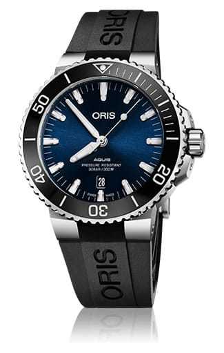 Oris Aquis Date Blue Dial on Rubber Strap