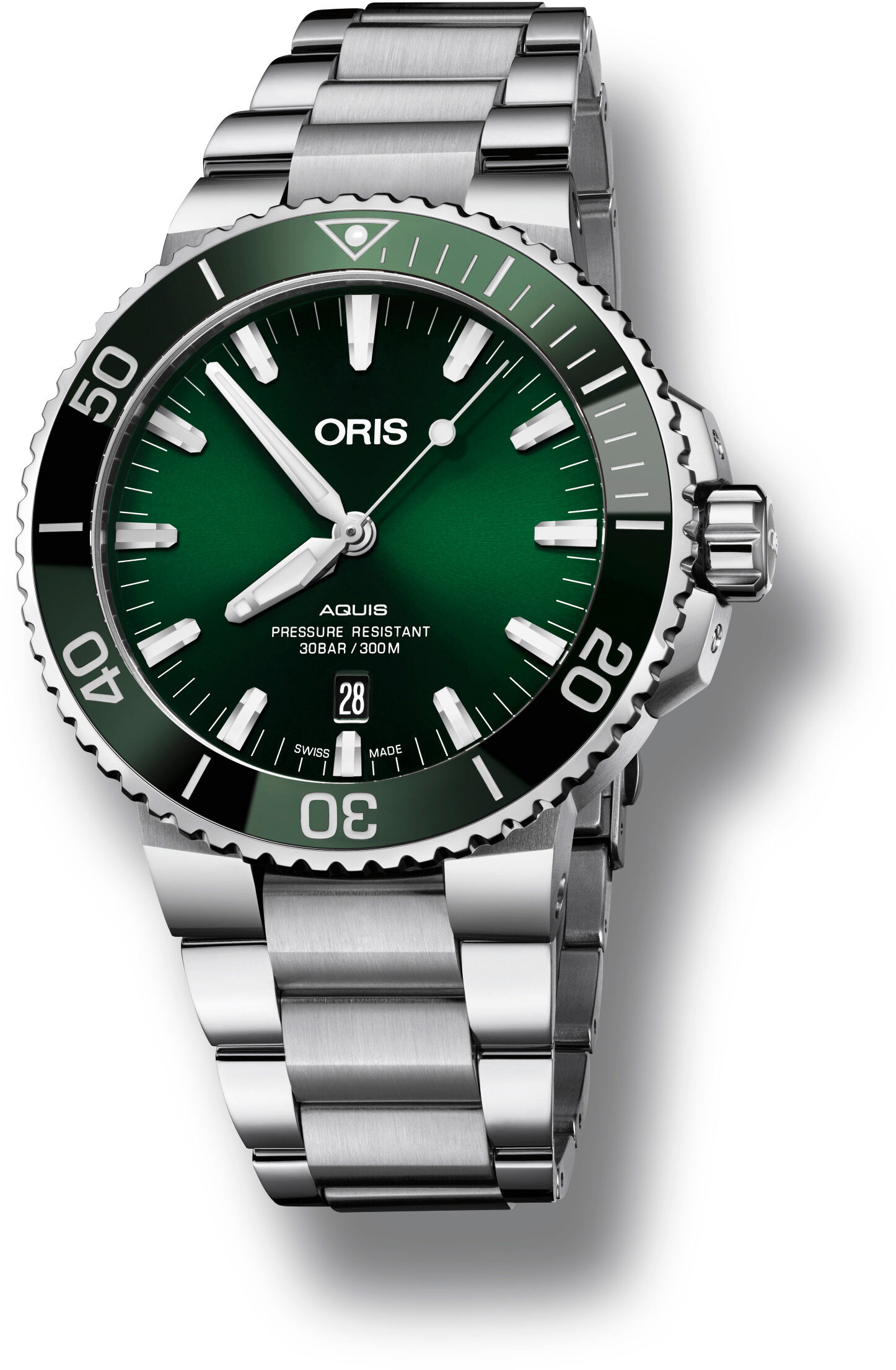 Oris Aquis Date Green Dial on Bracelet