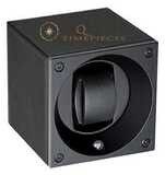 Swiss Kubik Watch Winder Single Rubber Black Leather Black Stitches image 1 thumbnail