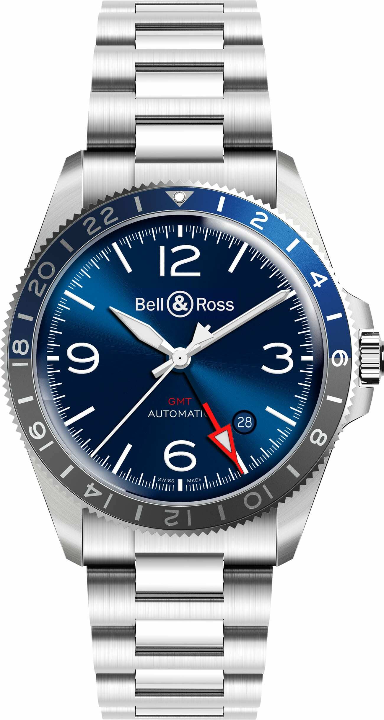 Bell & Ross BR V2-93 GMT Blue on Bracelet