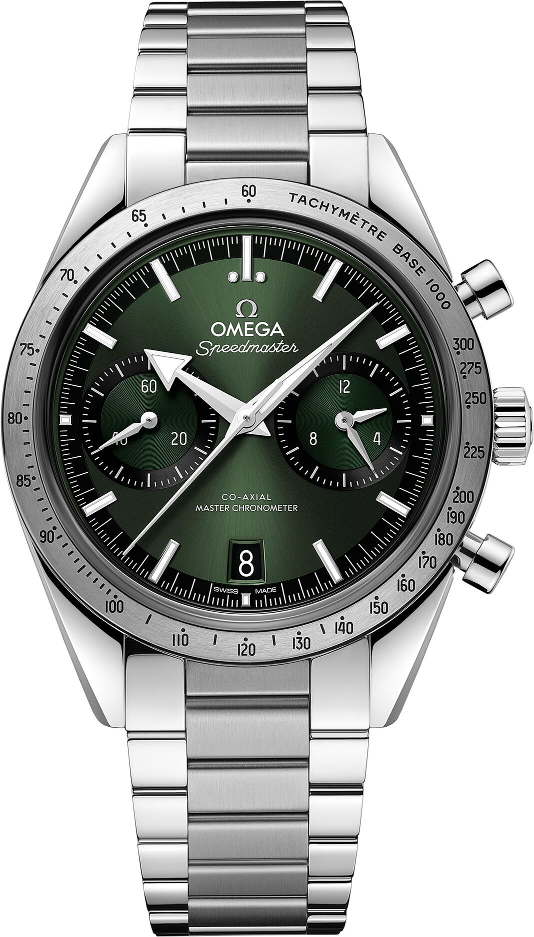Omega Speedmaster 57 Coaxial Chronometer Chronograph Green Dial 40.5mm on Bracelet