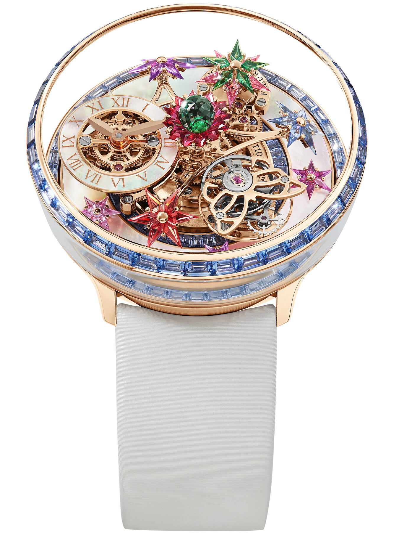 Jacob & Co. Fleurs De Jardin Rose Gold and Ice Blue Sapphires on Strap