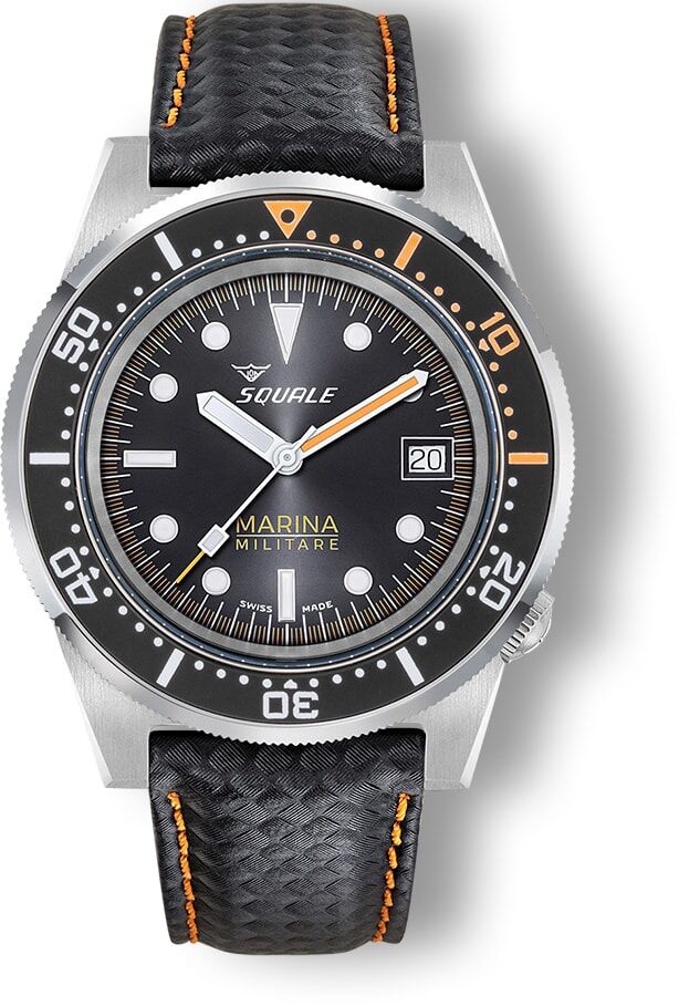 Squale 1521 Marina Militare Steel Black on Strap 1521MARINA.MIBK