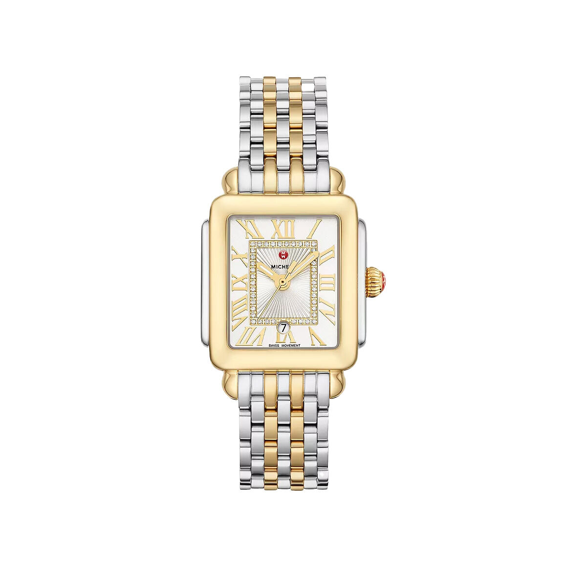 Michele Deco Madison Mid Two-Tone 18K Gold Diamond Dial Watch MWW06G000013