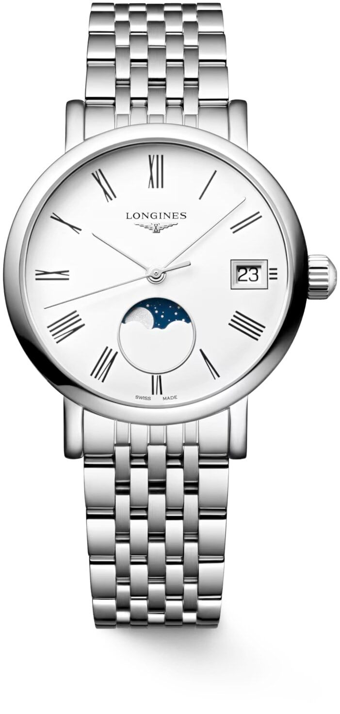 Longines L4.330.4.11.6 Elegant Collection Moonphase White Dial on Bracelet