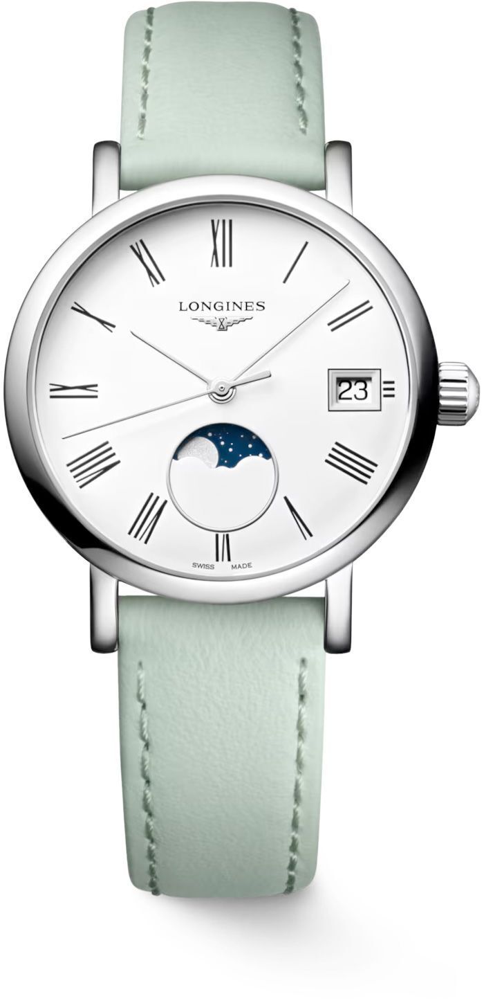 Longines L4.330.4.11.0 Elegant Collection Moonphase White Dial on Strap