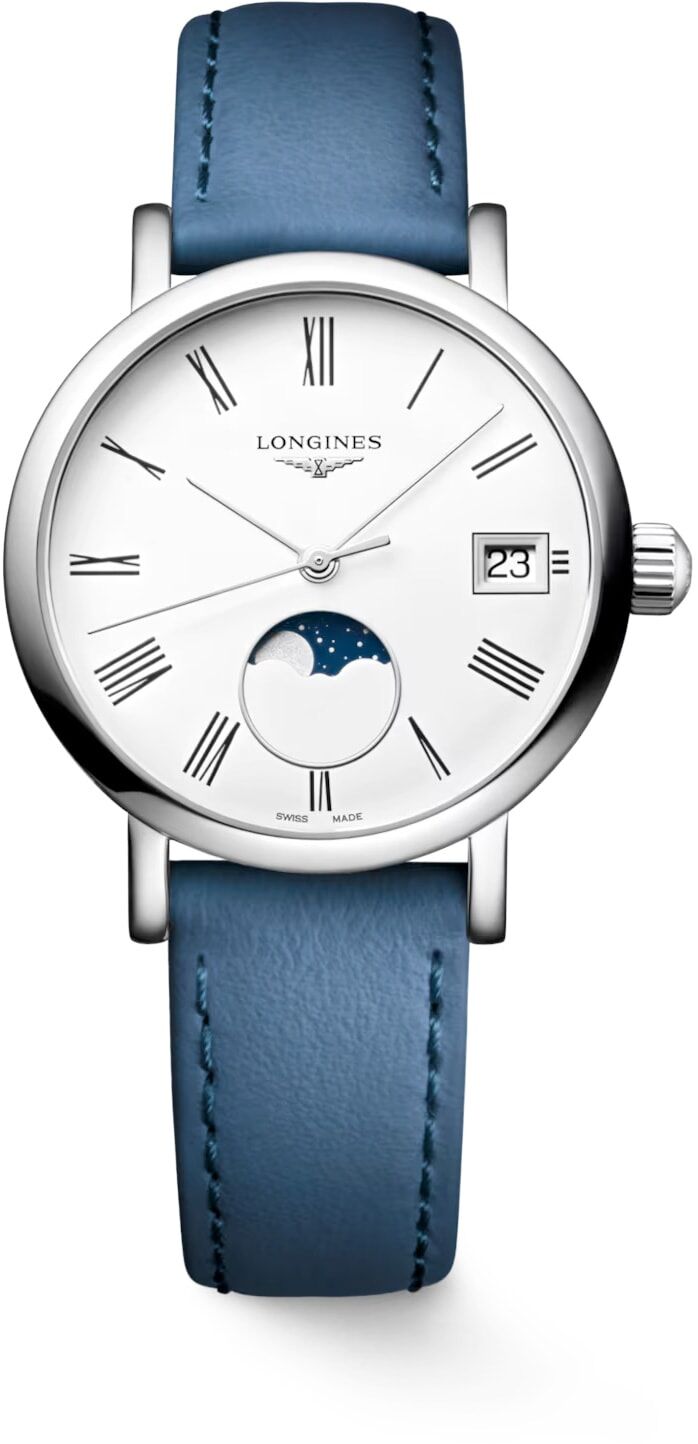 Longines L4.330.4.11.2 Elegant Collection Moonphase White Dial on Strap