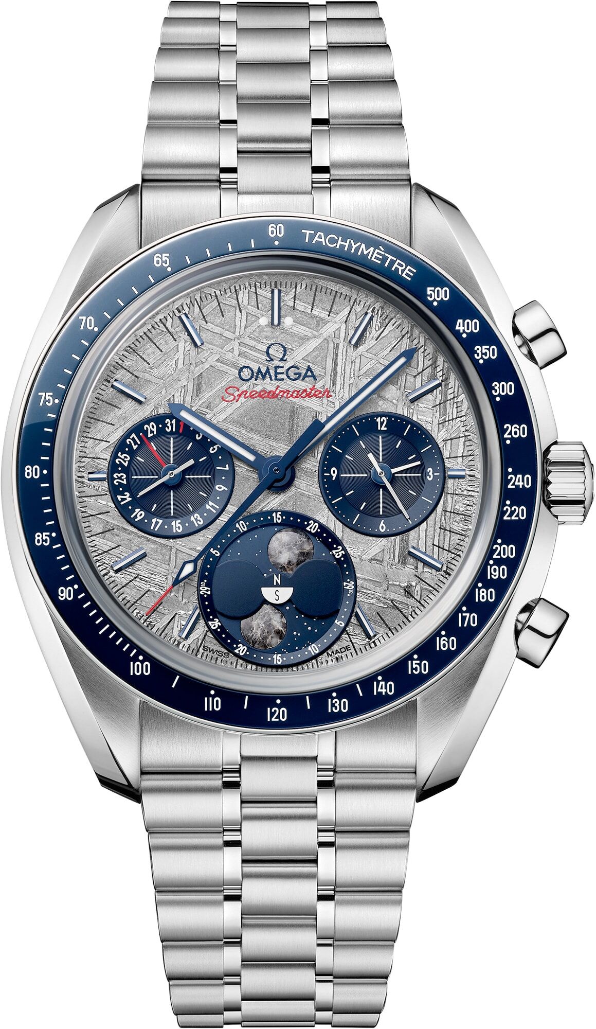 Omega Speedmaster Moonphase Meteorite Blue and Grey 304.30.43.52.06.001