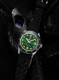 Nivada Grenchen 32053A01 Antarctic Diver Green Date on Rubber Tropic image 4 thumbnail