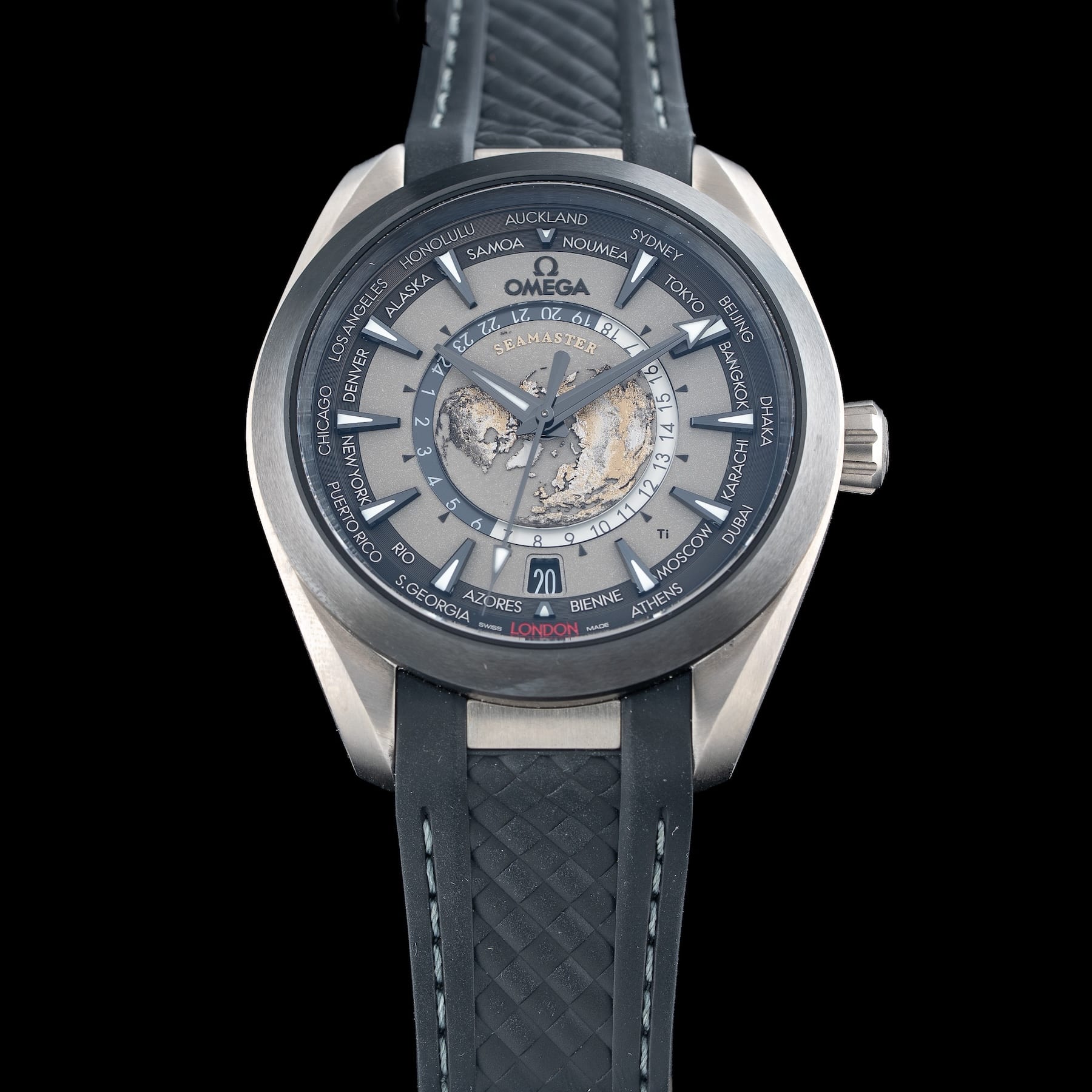 Omega 220.92.43.22.99.001 Seamaster Aqua Terra 150M Worldtimer 43mm Black Titanium Ceramic on Strap