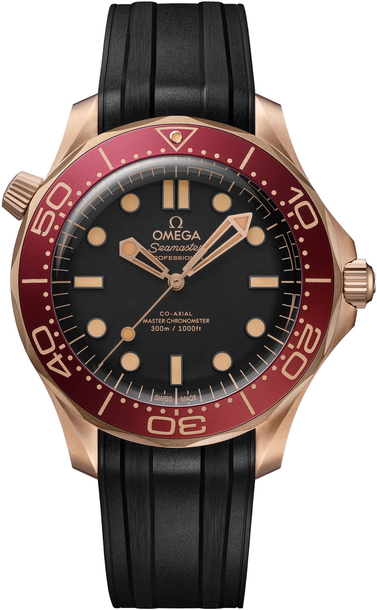 Omega Seamaster Diver 300M Bronze Gold "Ironman" On Rubber Strap 210.92.42.20.01.003