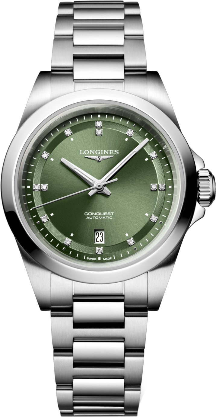 Longines L3.320.4.07.6 Conquest Green Dial on Bracelet