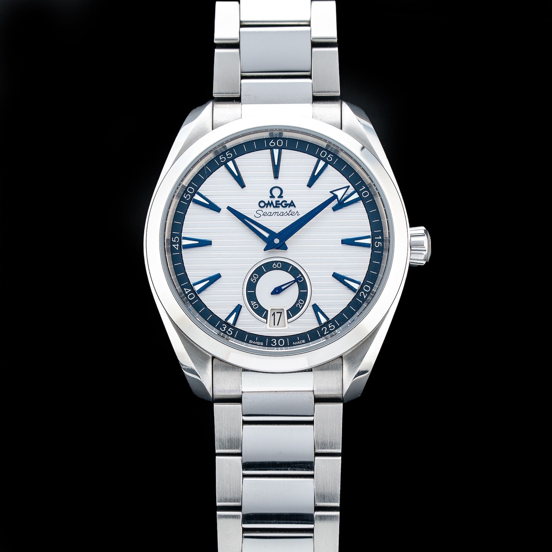 Omega 220.10.41.21.02.004 Aqua Terra 150M Small Seconds Silver Blue Dial on Bracelet