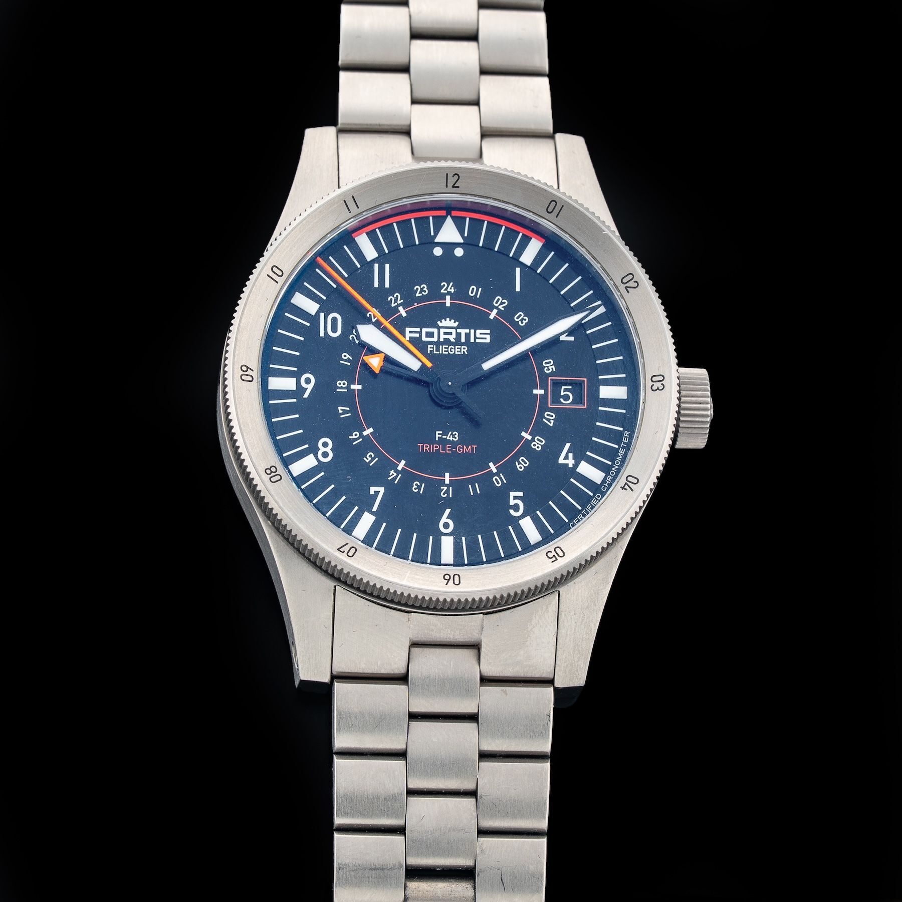 Fortis F4260000 Flieger F-43 Triple GMT Neu