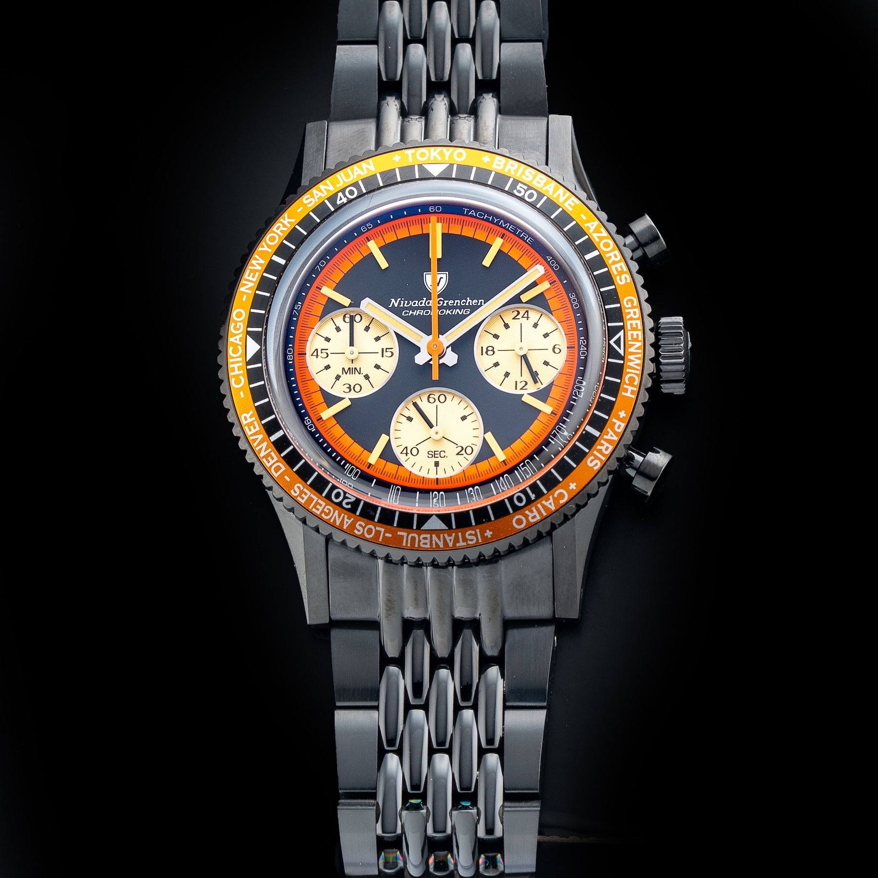 Nivada Grenchen 87041Q04 Chronoking Mecaquartz Black